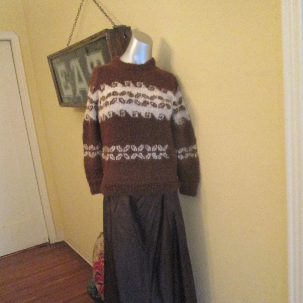 Vintage Nordic Alpaca Sweater X Small Brown White Ski Sweater